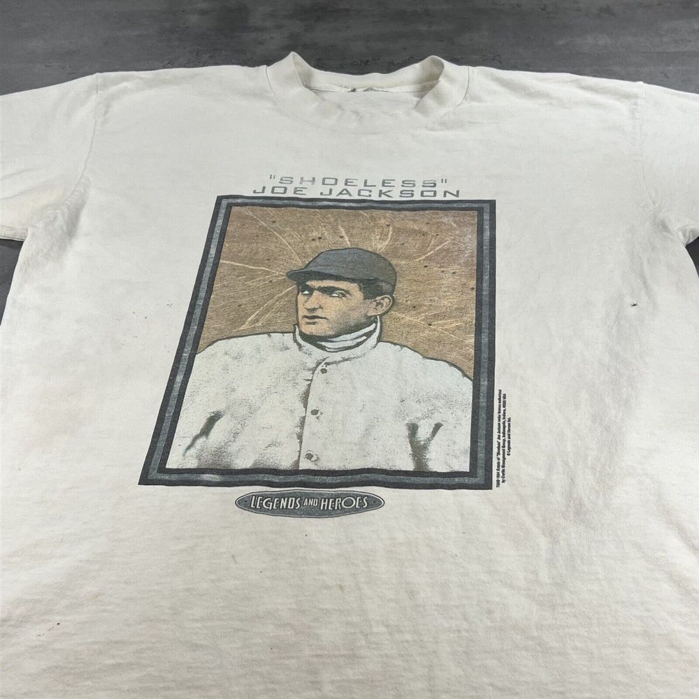 Shoeless Joe Jackson Shirt Adult M White Chicago White Sox Art Tee HOF MLB
